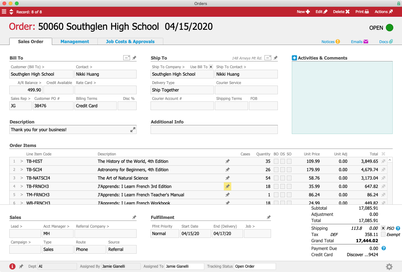 Southglen Order